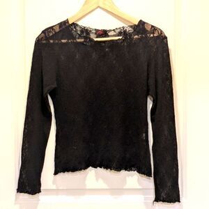 3/$30 Fitted Black Ribbed Blouse with Long Sleeves